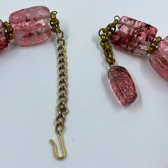 Pink and Purple Double Strand Vintage Choker Style Necklace - Picture 6 of 7